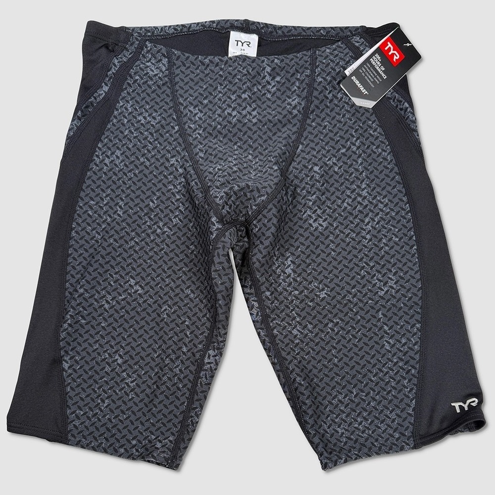 TYR Voltage All-Over Jammer Swimsuit - NWT Mens 36 - Black / Grey - #49153-H6
